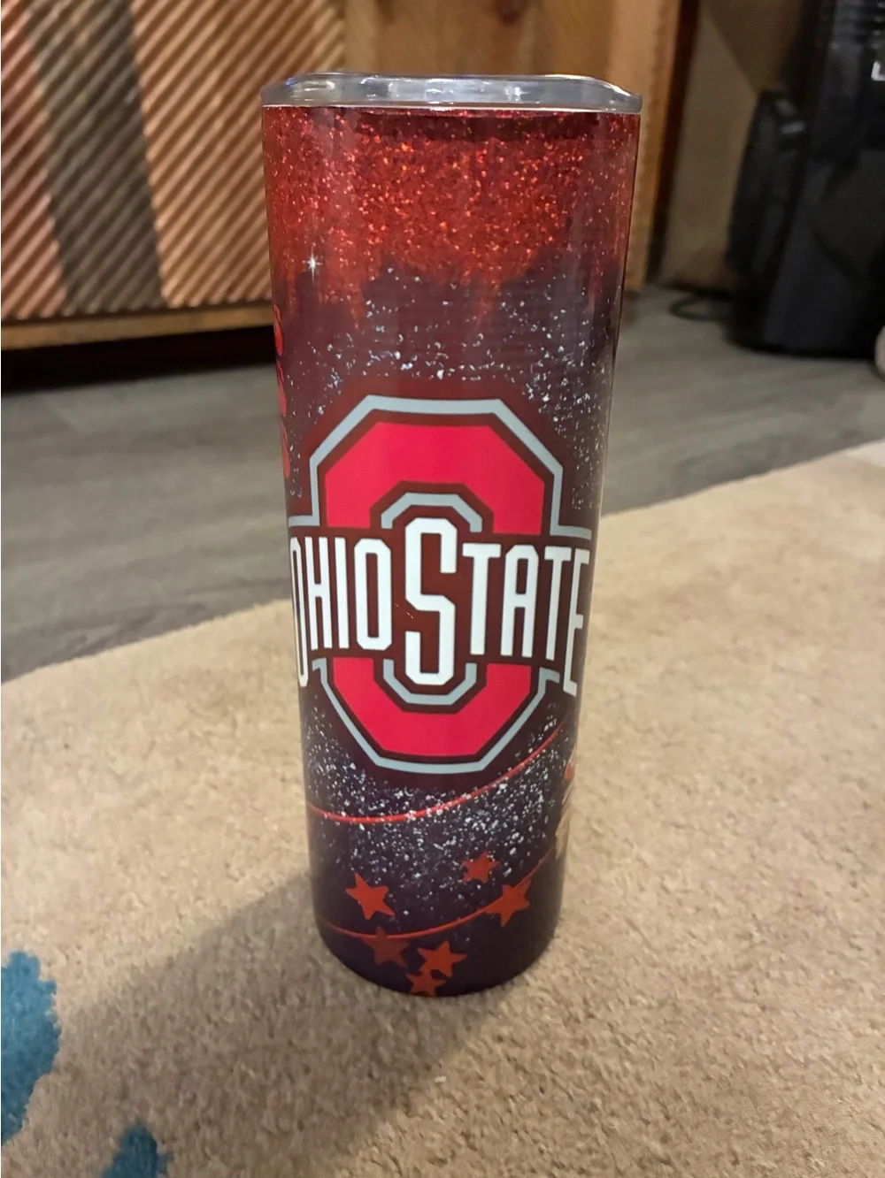 THE Ohio State University Red Glitter Travel Tumbler